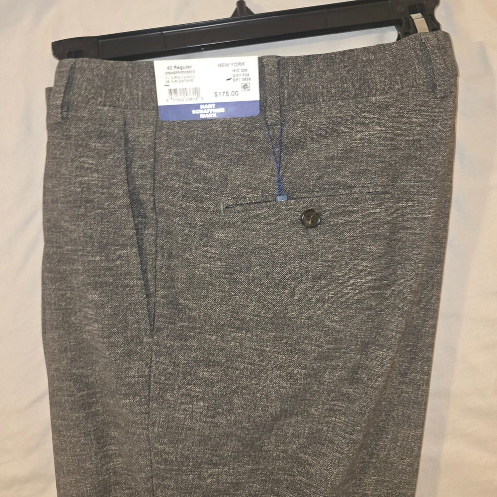 Hart Schaffner Marx Dress Pants 42R Mens DK Grey New York Fit Active Stretch NWT